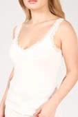 Kadın Dantelli Atlet Ekru - 5