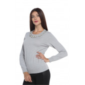 Solo Kristal Taş İşlemeli Triko Kazak A19A201-1 - 3