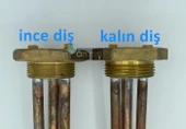1-1/4'' Meşale Çay Kazanı Rezistansı Kıvrık Bakır 2000W  Kalın Diş Termostatsız Kapak İstemiyorum - 3