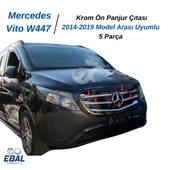Mercedes Vito W447 Krom Ön Panjur 5 Prç. 2014-2019 Model Arası Uyumlu P. Çelik - 4