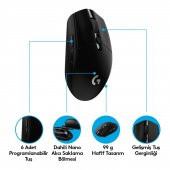 Logitech G305 Siyah LightSpeed Kablosuz Gaming Oyuncu Mouse - 5