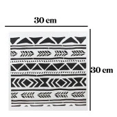 Stencil Duvar Boyama Şablon Tasarım Bohem Desen Tekrar Kullanılabilir 30x30 cm - 3