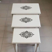 Stencil Duvar Boyama Şablon Tasarım Ekose Desen Tekrar Kullanılabilir 30x30 cm - 5