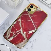 İphone 11 Marble Parlak Mermer Desenli Cam Kare Telefon Kılıfı thumbnail 8