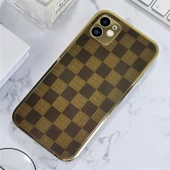 İphone 11 Marble Parlak Mermer Desenli Cam Kare Telefon Kılıfı thumbnail 6