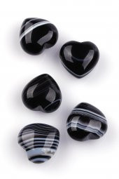 Siyah Akik Doğal Taş Kalp - 1