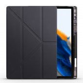 KNY Samsung Galaxy Tab A8 10.5 İnç X200 Kılıf Arkası Silikon Standlı Kapaklı Kalemlikli Tri Folding  Siyah - 1