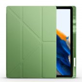 KNY Samsung Galaxy Tab A8 10.5 İnç X200 Kılıf Arkası Silikon Standlı Kapaklı Kalemlikli Tri Folding  Yeşil - 1