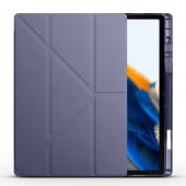 KNY Samsung Galaxy Tab A8 10.5 İnç X200 Kılıf Arkası Silikon Standlı Kapaklı Kalemlikli Tri Folding  Mor - 1