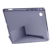 KNY Samsung Galaxy Tab A8 10.5 İnç X200 Kılıf Arkası Silikon Standlı Kapaklı Kalemlikli Tri Folding  Mor - 3