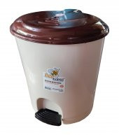 Plastik Basmalı Pedallı Açılır Kapak Çöp Kutusu Kovası / 7 Litre / Krem - 22 x 24 x 26 Cm. - 1