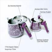 Kendinden Süzgeçli Battal Büyük Aile Dev 2,5 Lt. Boy Mor Paslanmaz Çelik Demlik Çaydanlık - 3