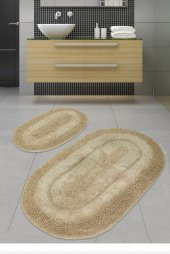 İkili banyo paspas seti oval kahverengi ???? pamuklu - 2