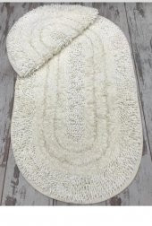 İkili banyo paspas seti oval kahverengi ???? pamuklu - 4