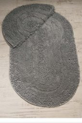 İkili banyo paspas seti oval kahverengi ???? pamuklu - 7