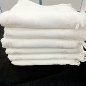 KANAVİÇE İŞLEME KADİFE SOFT BEYAZ HAVLU SETİ 6 ADET 50 X 90 CM - 1