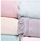 ETAMİN İŞLEME KADİFE SOFT  MUTFAK HAVLU SETİ 6 ADET 50 X 30 CM ETAMİN İŞLEME ÇEYİZLİK OYA İŞLEMELİ HAVLU - 1