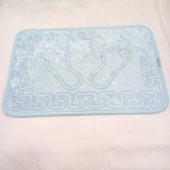Kaymaz taban banyo paspasi ayak izli 40 x 60 cm  su yeşili  turkuaz renk - 1