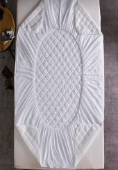Pamuklu Çift Kişilik  Sıvı Geçirmez   Fİtted  Tulum Yatak Alezi  Beyaz 160x200cm Ölçüsünde - 4