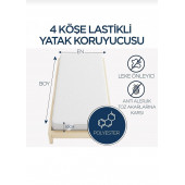 Sıvı  geçirmez  Çift  Kişilik  Yatak   Alezi  Yatak  Koruyucu  Çarşaf  Pamuklu  Beyaz  Renk   160 x 200 - 5