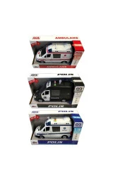 Ctoy Işıklı Ve Sesli Sürtmeli Polis Ve Ambulans Minibüs 1:16 (Karışık Model 1 Adet) thumbnail 4