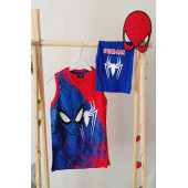 Erkek Çocuk Örümcek Adam Spiderman Baskılı Maskeli Kolsuz Takım - 1