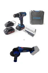Hyundai Akülü Taşlama 20V Aküsüz + 20V Li ion Vidalama Çift Akülü thumbnail 1