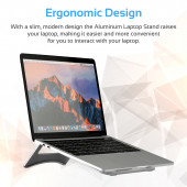Promate Deskmate-3 Laptop Standı Ayarlanabilir Alüminyum Dizüstü Bilgisayar Notebook Için Kaymaz Gümüş - 2