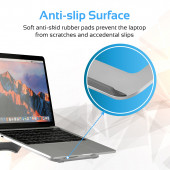 Promate Deskmate-3 Laptop Standı Ayarlanabilir Alüminyum Dizüstü Bilgisayar Notebook Için Kaymaz Gümüş - 5