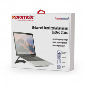Promate Deskmate-3 Laptop Standı Ayarlanabilir Alüminyum Dizüstü Bilgisayar Notebook Için Kaymaz Gümüş - 9