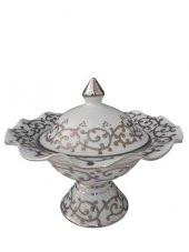 Kütahya Porselen Hanedan Şekerlik 22 cm Dekor No:3678 Platin - 1