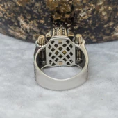 Sitrin Taşlı Kare Tasarım 925 Gümüş Erkek Yüzük thumbnail 8