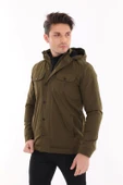 Tomms Erkek Haki Yeşil Jake Slim Fit Kapüşonlu İçi Kürklü Kısa Mont Soğuk Geçirmez BNTDNR-8109 - 2