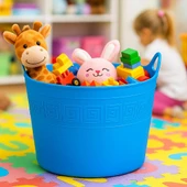 Mavi, Esnek Plastik Kova – 42 Litre, Kurban Kovası, Esneyebilen Oyuncak ve Çamaşır Sepeti thumbnail 8