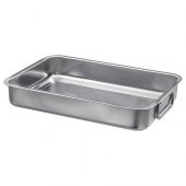 Metal Kare Fırın Kabı MeridyenDukkan 24x34 Cm Paslanmaz Çelik Kulplu Kare Fırın Pişirme Tepsisi - 1