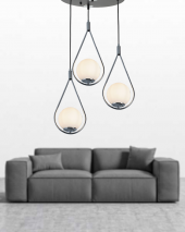 TT Aydınlatma TT024-3Y-SY-KR  Mat Siyah-Krom 3 lü Yuvarlak Avize thumbnail 2