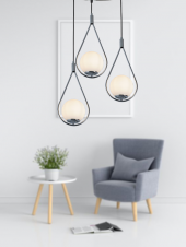 TT Aydınlatma TT024-3Y-SY-KR  Mat Siyah-Krom 3 lü Yuvarlak Avize thumbnail 3