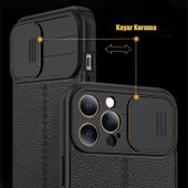 Gpack Samsung Galaxy A13 4G Kılıf Kamera Sürgülü Deri Dokulu Mat Silikon - 2