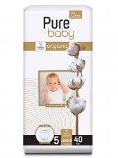 Pure Baby Organik Pamuklu Cırtlı Bez Tekli Paket 5 Numara Junior 40 Adet - 2