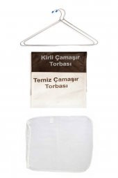 Asker Dolabına Kirli Temiz Torbası - Çamaşır Filesi - 2li Dolap Askısı - 1