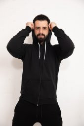 Tomms Erkek Siyah Kapüşonlu Sweat Hırka SWTERK-3561 - 3