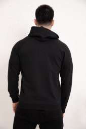 Tomms Erkek Siyah Kapüşonlu Sweat Hırka SWTERK-3561 - 4
