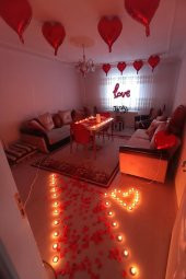 Beysüs Kalp Mum Love Ve Kalp Balon Gül Yaprağı Tealight Mum Süsleme Sevgililer Günü Evlilik Teklifi - 3