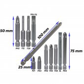 Matkap Bits Uç Vidalama Ucu Düz Yıldız Torx Uç (12 PARÇA) - 2