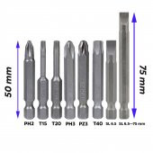 Matkap Bits Uç Vidalama Ucu Düz Yıldız Torx Uç (8 PARÇA) - 2