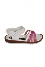 YAZKIŞ Kız Çocuk Beyaz Renkli Comfort Taban Cırtlı Sandalet - 3