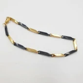 Altın ve Siyah Renk ince Köşeli Erkek Bileklik - 10