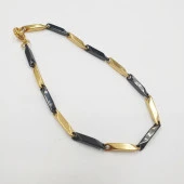 Altın ve Siyah Renk ince Köşeli Erkek Bileklik - 12