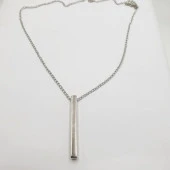 Dikey Model Gümüş Renk Kolye - 5