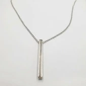 Dikey Model Gümüş Renk Kolye - 9